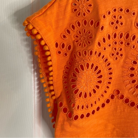 Boden Bright Orange Eyelet Dress Sleeveless with Button Detail Size US 12 L - Picture 4 of 9